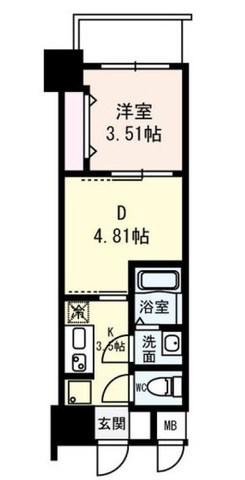 リブネスコート江坂(1DK/5階)の間取り写真