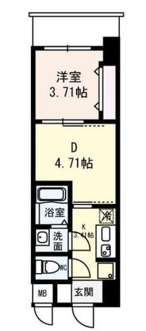 リブネスコート江坂(1DK/6階)の間取り写真