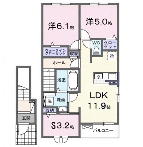 千里パークウェイⅡ(2SLDK/2階)の間取り写真
