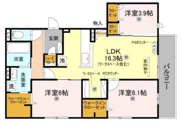 CASA. FILANTE Ⅴ(3LDK/3階)の間取り写真