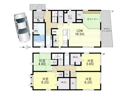 阪急宝塚本線 豊中駅 徒歩5分 2階建 築19年(4LDK)の間取り写真