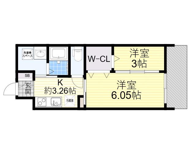 WORVE吹田江坂(2K/4階)の間取り写真