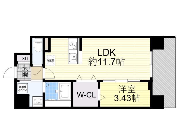 WORVE吹田江坂(1LDK/5階)の間取り写真