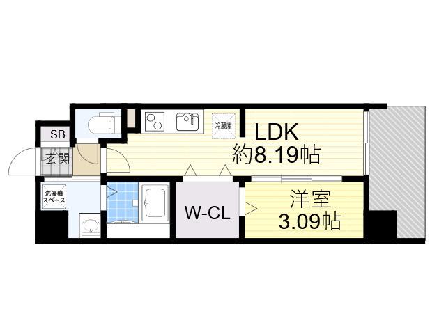 WORVE吹田江坂(1LDK/7階)の間取り写真