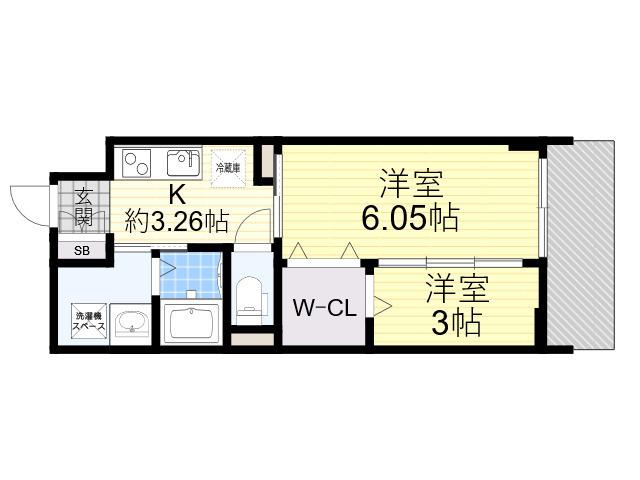 WORVE吹田江坂(2K/7階)の間取り写真