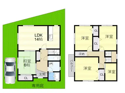 大阪モノレール 少路駅(大阪モノレール) 徒歩8分 2階建 築28年(4LDK)の間取り写真