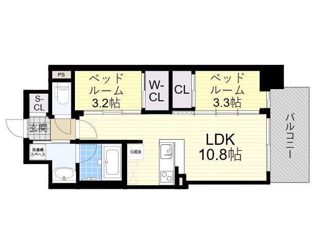 コンフォリア・リヴ東三国駅前ソルテラス(2LDK/12階)の間取り写真
