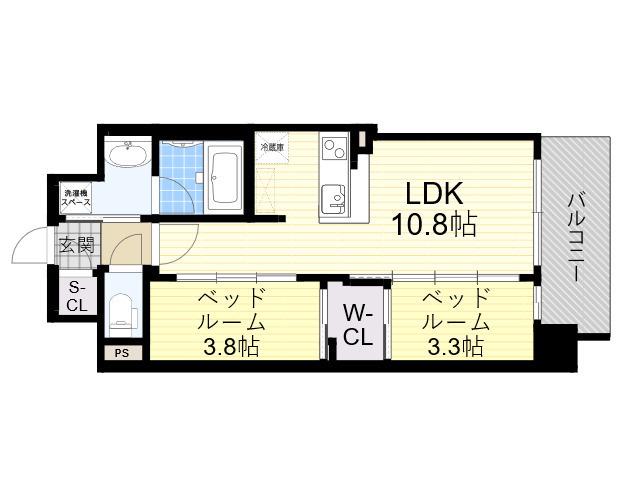 コンフォリア・リヴ東三国駅前ソルテラス(2LDK/15階)の間取り写真