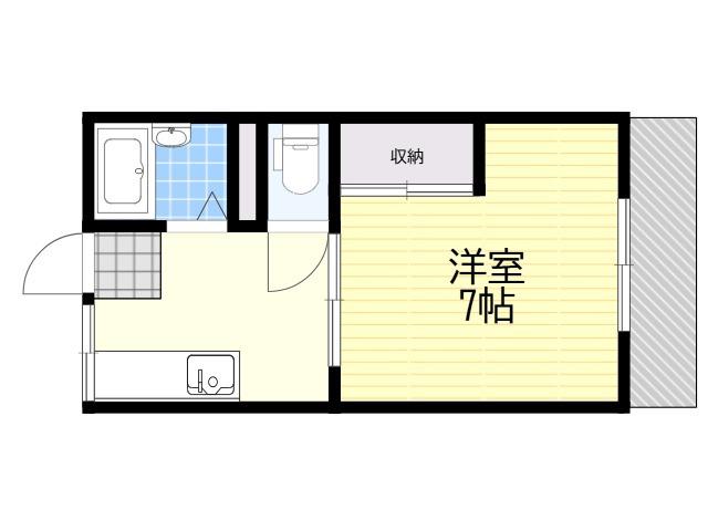 ハイツ豊津荘2(1K/2階)の間取り写真