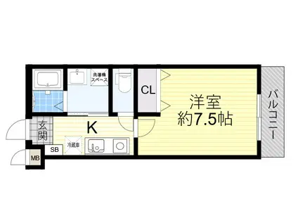 プルメリア関大前(1K/4階)の間取り写真