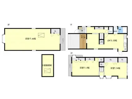 阪急宝塚本線 服部天神駅 徒歩14分 3階建 築61年(3SLDK)の間取り写真