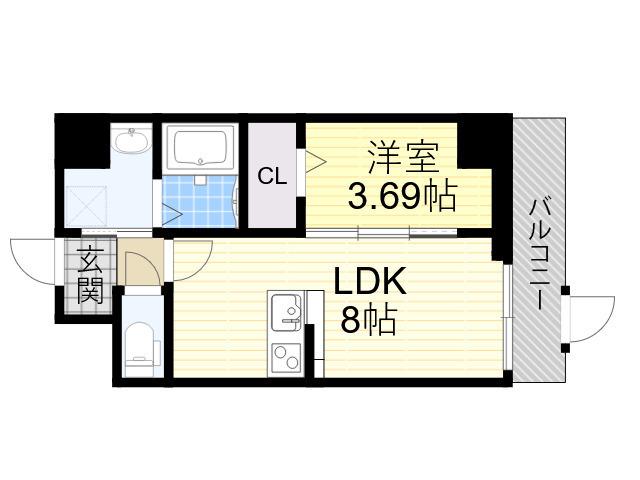 GRAN PASEO 江坂(1LDK/1階)の間取り写真