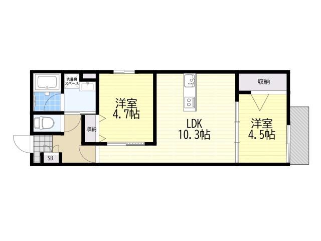 LEROY千里山(1SLDK/2階)の間取り写真
