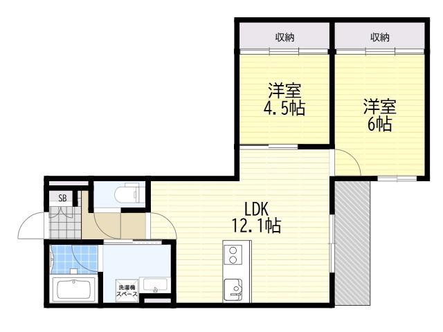LEROY千里山(2LDK/2階)の間取り写真
