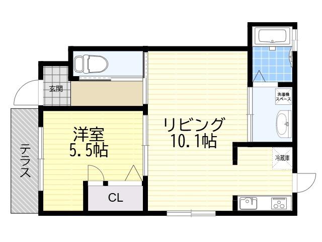 プリエール吹田泉町弐番館(1LDK/1階)の間取り写真