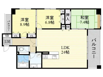 帝塚山松寿庵(2LDK/1階)の間取り写真