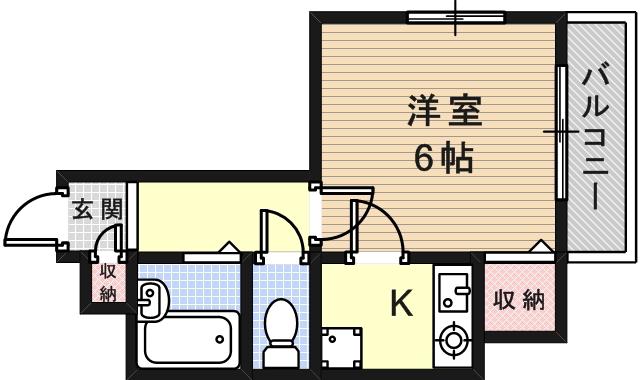 K.MANSION JIN(1K/6階)の間取り写真