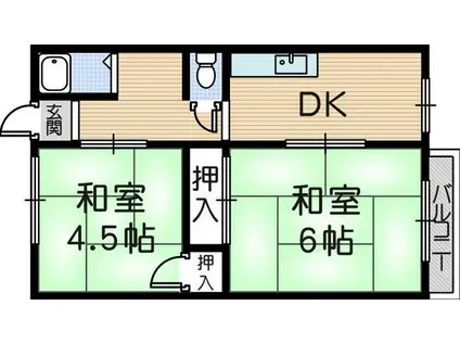 マサゴハイツⅡ(2DK/2階)の間取り写真