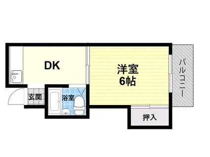 リバーハイツ(1DK/3階)の間取り写真