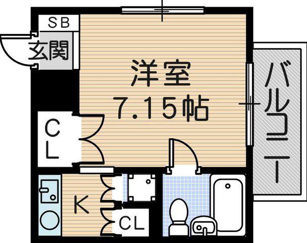 ゼンマンション(1K/4階)の間取り写真