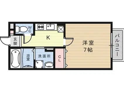 アシ—ナ(1K/2階)の間取り写真