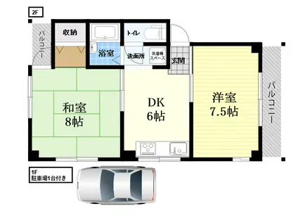 高岡マンション(2DK/2階)の間取り写真