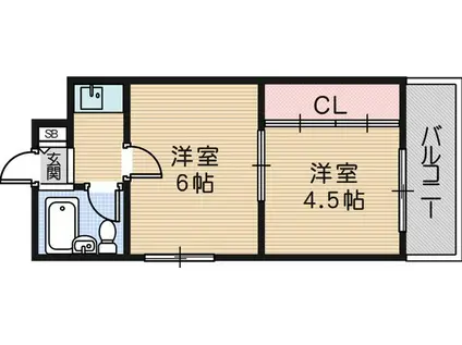 プレアール大物駅前(2K/4階)の間取り写真