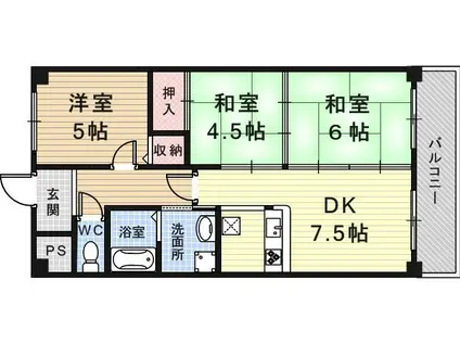 メゾンカルム(3DK/1階)の間取り写真