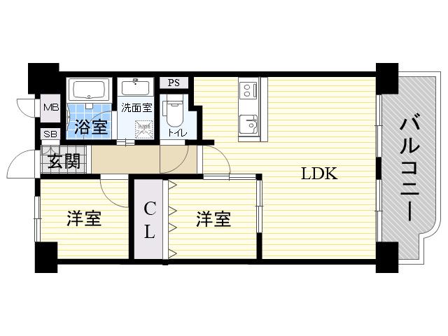 サングレールクインセス(2LDK/2階)の間取り写真