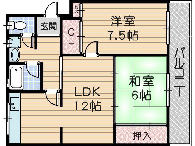 ネクスプロス壱番館(2LDK/3階)の間取り写真