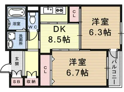 立花ハイム(2DK/3階)の間取り写真
