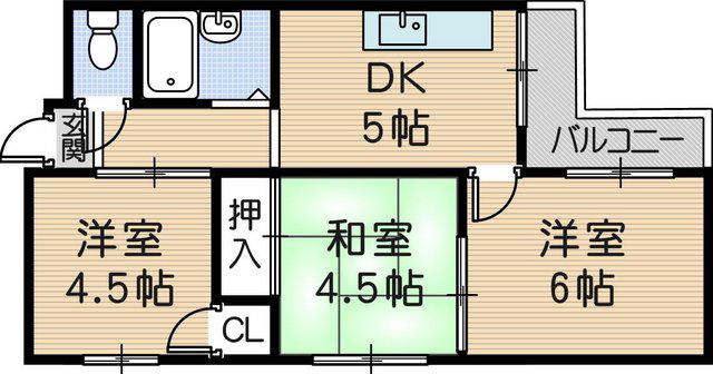 ピアコート東難波(3DK/3階)の間取り写真