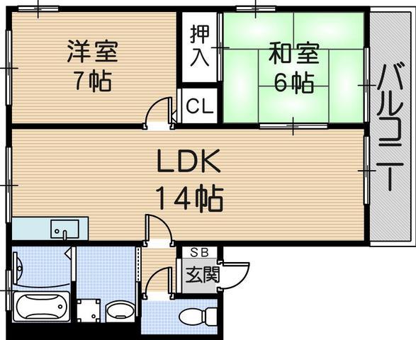 ハイム優(2LDK/1階)の間取り写真