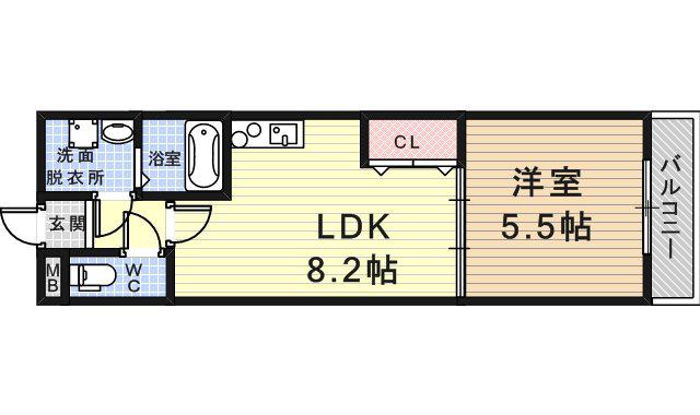 フジパレス尼崎西(1LDK/2階)の間取り写真