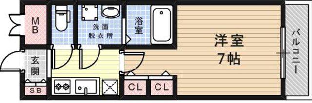 サムティ東難波ECLAT(1K/12階)の間取り写真