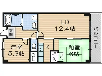 グレースサンシャイン(2LDK/4階)の間取り写真