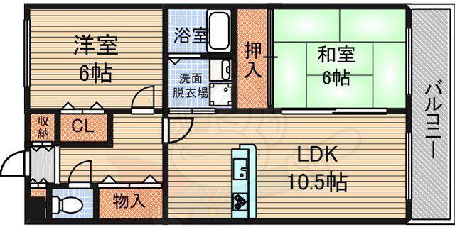 パシフィックイン(2LDK/2階)の間取り写真