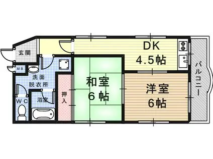 寺島パインマンション(2DK/3階)の間取り写真