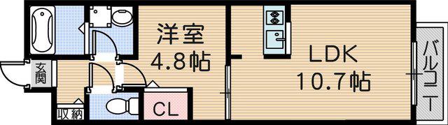メゾン北杭瀬(1LDK/1階)の間取り写真