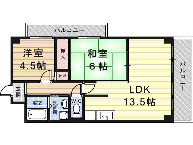 フォワイエセレスト(2LDK/1階)の間取り写真