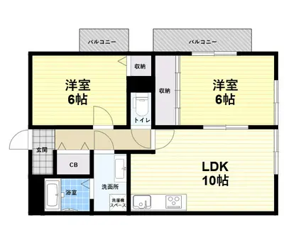 フュテュール尼崎(2LDK/3階)の間取り写真