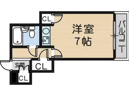 フロントリバー東難波(ワンルーム/3階)の間取り写真