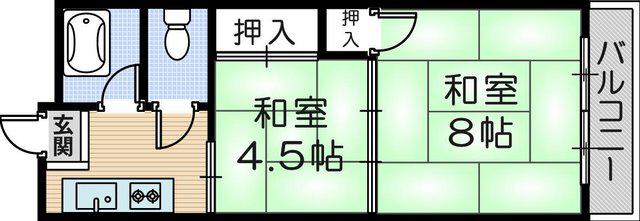 清川マンション(2K/3階)の間取り写真
