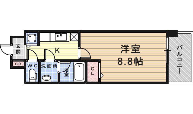 グランシャリオ(1K/1階)の間取り写真