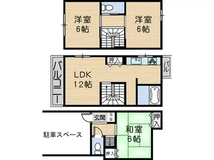 ローズガーデン立花(3LDK/1階)の間取り写真