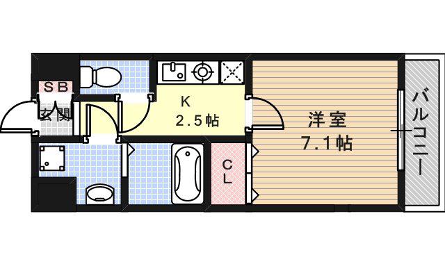 ディーズコート南新町(1K/2階)の間取り写真