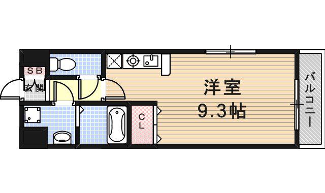 ディーズコート南新町(ワンルーム/2階)の間取り写真