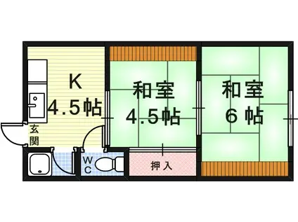 マサゴハイツ1(2DK/2階)の間取り写真