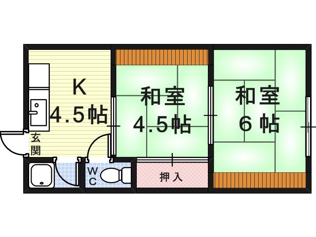マサゴハイツ1(2DK/2階)の間取り写真