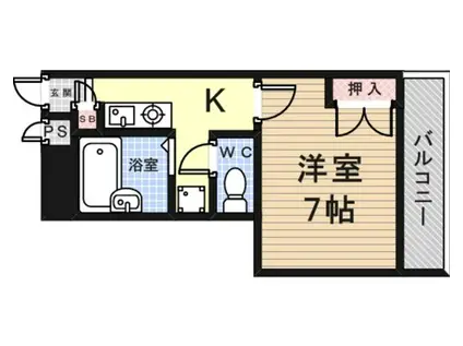 阪神本線 武庫川駅 徒歩16分 3階建 築30年(1K/1階)の間取り写真